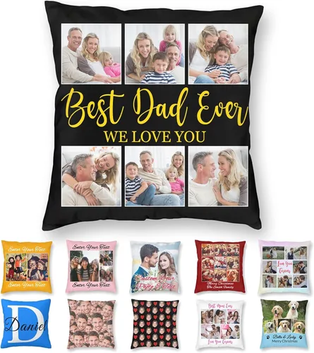 Vista 16 de Funda de almohada personalizada con texto de imagen, funda de almohada con foto personalizada, diseño personalizado para mamá, papá, amigos
