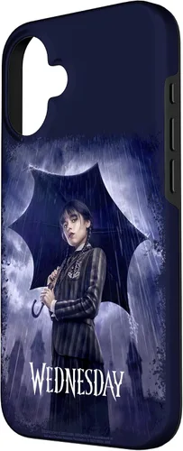 Vista 2 de Funda para iPhone 16 Wednesday con paraguas Nevermore Academy Photo Portrait