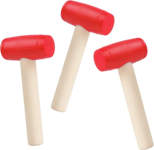 Vista 9 de Martillo de juguete de mazo de madera, martillos de madera de simulación, martillos de madera pequeños de plástico para niños, martillo falso