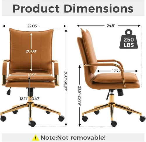 Vista 8 de Silla de oficina, cómoda silla de escritorio, silla giratoria de cuero, silla ergonómica para computadora con reposabrazos, silla de escritorio