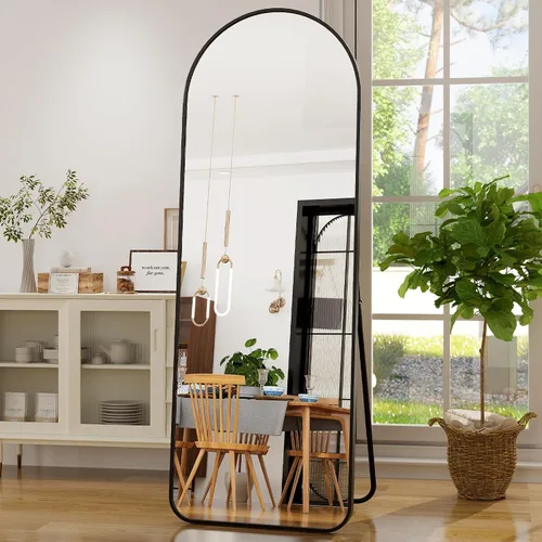 Vista 13 de GLSLAND Espejo Vintage - 72" x 44" Espejo de Cuerpo Completo Grande Tallado Arqueado con Marco de Metal Barroco Espejos de Cuerpo Completo para Negro