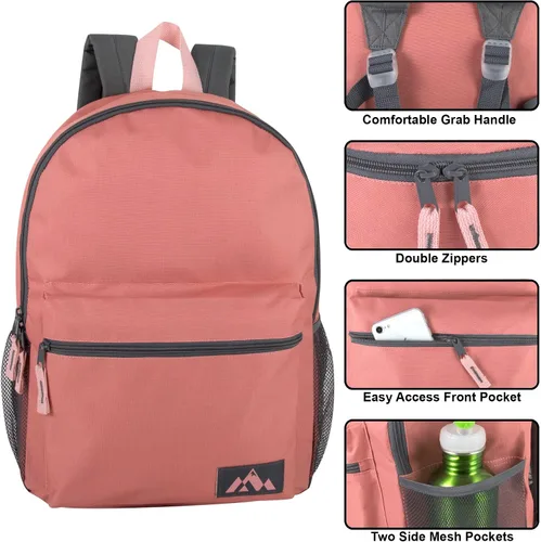 Vista 2 de Trail maker Paquete de 24 mochilas al por mayor para niños, escuela, adultos, deportes, mochilas de bloque de color de 18 pulgadas a granel, Paquete