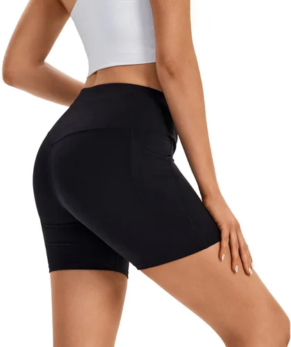Vista 3 de Blaosn Pantalones cortos atléticos para mujer, gimnasio, yoga, entrenamiento, correr, ciclismo, leggings con bolsillos, de elastano, linda, ropa