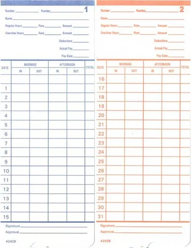 Vista 2 de 100 tarjetas de tiempo 42426 para pirámide 2400, aliado AT-2400 AT-2500