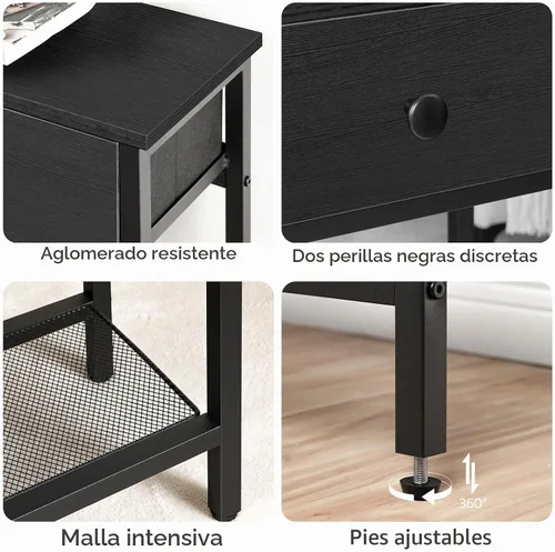 Vista 7 de HOOBRO Mesa consola estrecha de 29.5 pulgadas con 2 cajones de tela, mesa Negro