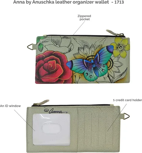 Vista 3 de Cartera Anna by Anuschka organizadora, de cuero auténtico, cinco espacios de tarjetas de crédito, para mujer