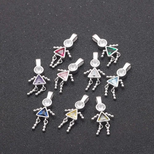 Vista 5 de Birthstone Baby Pendants for Mom or Grandma by Ginger Lyne, Kids Birthday Boy or Girl Cubic Zirconia Sterling Silver Charms to Create a Family Tree