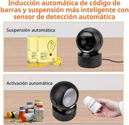 Vista 6 de NetumScan Escáner de código de barras omnidireccional automático de escritorio, lector de código de barras QR con cable USB manos libres, detección