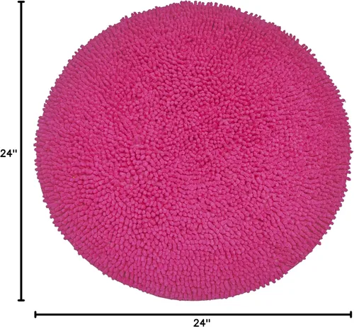 Vista 3 de Chardin home Alfombra de baño redonda rosa intenso, alfombra de baño bohemia de 2 pies, también perfecta para habitaciones de niños, guarderías