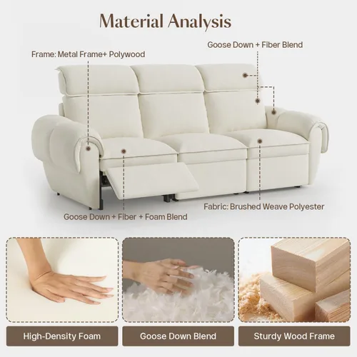 Vista 4 de ALIVING Sofá modular seccional, sofá reclinable de 3 plazas para sala de estar, blanco roto Blanco hueso