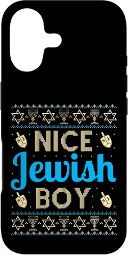 Vista 32 de Nice Jewish Boy Ugly Hanukkah Sweater Funny Jewish Chanukkah Case for iPhone 16