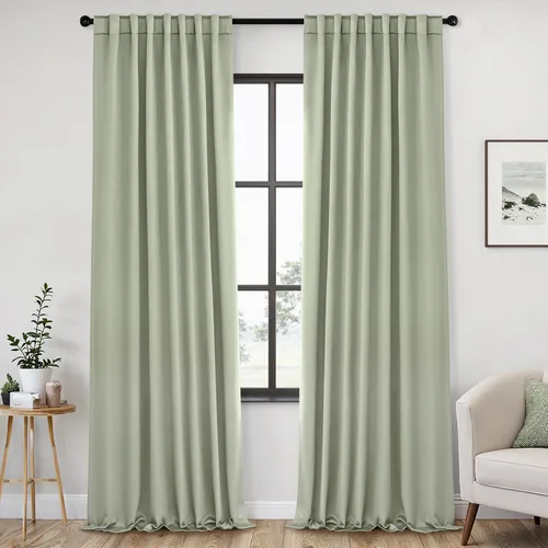 Vista 40 de ANRODUO Juego de 2 cortinas con bloqueo de luz del 99%, cortinas de 84 pulgadas de largo, cortinas negras para dormitorio, cortinas con aislamiento