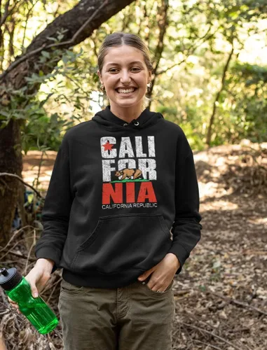 Vista 4 de Tstars Sudaderas con capucha de la bandera retro de California Bear Republic para mujer