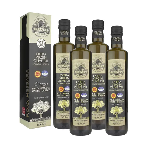 Vista 9 de Ellora Farms, Aceite de Oliva Virgen Extra Griego, Single Estate DOP Messara, Grecia, sin OMG, prensado en frío, Polifenol, Botella de vidrio, 17 FL