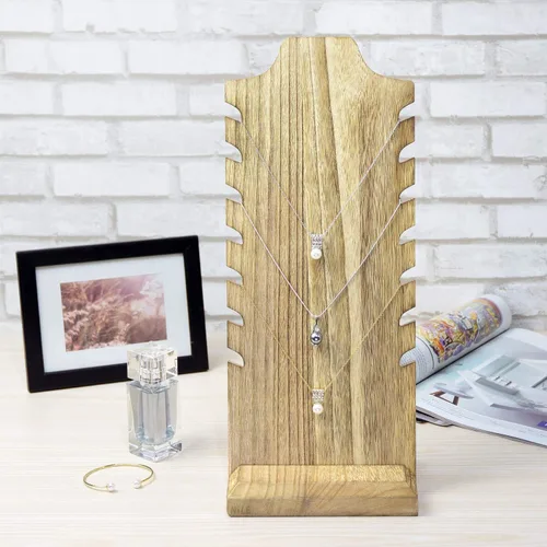 Vista 8 de MOOCA Collar independiente de madera ligera soporte de exhibición de caballete para múltiples collares busto y collares soporte de exhibición