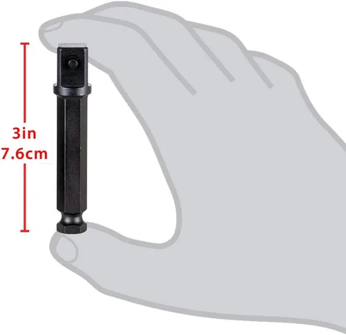 Vista 3 de Rauckman Utility Product Impact Adapter - Extensión cuadrada de 1/2 pulgada, tamaño hexagonal de 7/16 pulgadas, para tomas de impacto