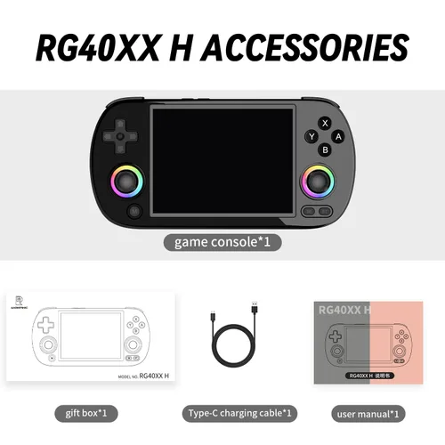 Vista 8 de RG40XX H Handheld Game Console RG40XXH Retro Gaming Console 4.0'' IPS Screen with 64G TF Card Pre-Installed Games Linux System Supports 5G WiFi