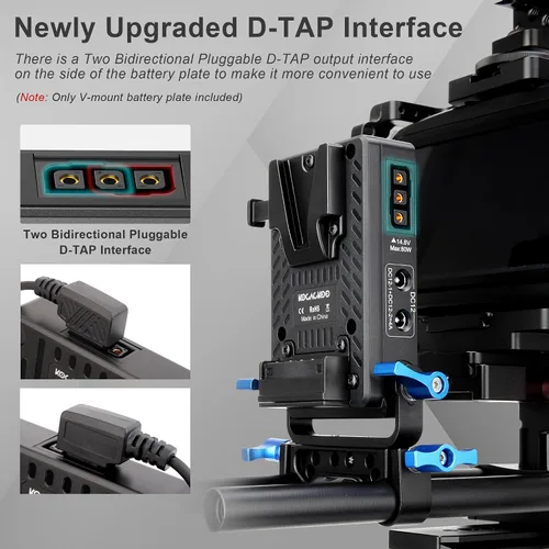 Vista 6 de Mini placa adaptador de batería de montaje en V con D-tap, dos puertos de salida DC 8V/4A, dos DC 12V/4A, USB 5V/2.1A y USB 5V/3A, 9V/2A, 12V/2A