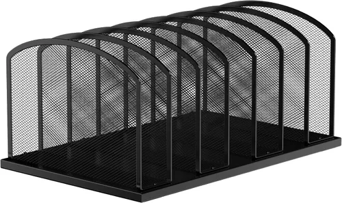 Vista 10 de MINDEPOT Organizador de archivos de escritorio, organizador vertical de archivos de malla de 7 secciones para escritorio, organización de oficina
