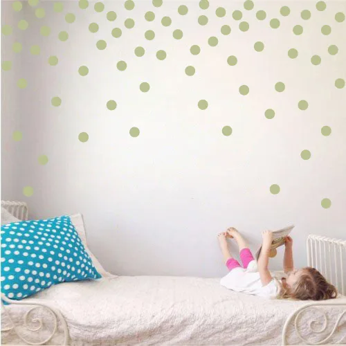 Vista 32 de Adhesivos decorativos de vinilo para pared, diseño de círculos de lunares, fácil de despegar y pegar, adhesivos decorativos extraíbles para Verde