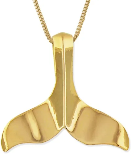 Vista 7 de Collar con colgante de cola de ballena lisa de plata esterlina con cadena