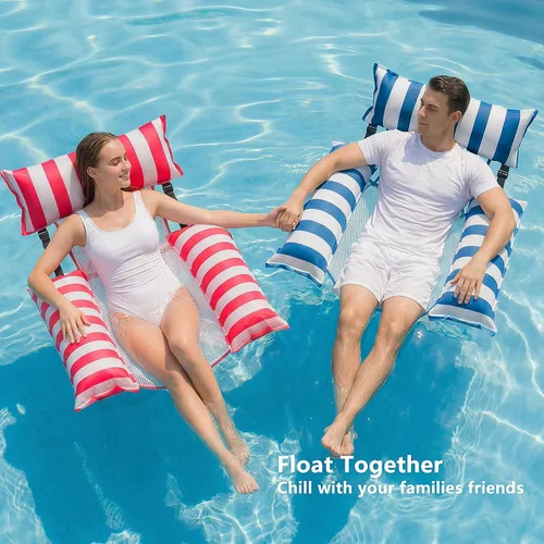 Vista 6 de Jasonwell Flotadores inflables para piscina para adultos – Flotadores de tela para piscina, silla flotante para lago, playa, tumbona flotante