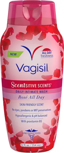 Vista 7 de Vagisil Lavado Femenino para Higiene del Área Íntima, Aromas Scentsitive, pH Equilibrado y Probado por Ginecólogos, Jazmín Blanco, 12 oz