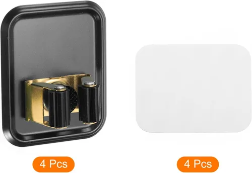 Vista 3 de uxcell Soporte de pared para escoba de trapeador, 4 unidades, acero inoxidable 304, organizador de escobas para trapeador, colgador de escoba Negro