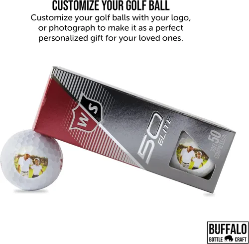 Vista 7 de Wilson Fifty Fifty Pelotas de golf personalizadas, manga de 3, añade tu foto o logotipo, diseños personalizados para hombres y mujeres, regalos