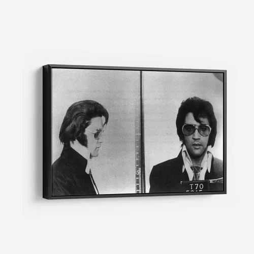 Vista 5 de Elvis Presley Police Mugshot - Lienzo decorativo enmarcado hecho a mano, varios tamaños (3 piezas, mediano)