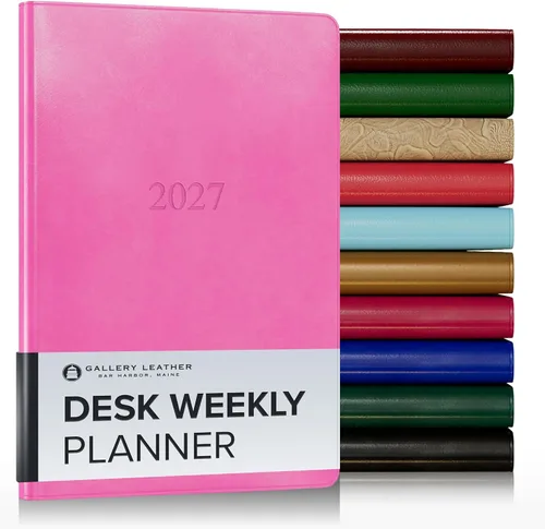 Vista 174 de Gallery Leather Planificador Semanal y Mensual Grande 2025-2026, Calendario Planificador y Cuaderno Elegantemente Encuadernado con Elegantes Bordes