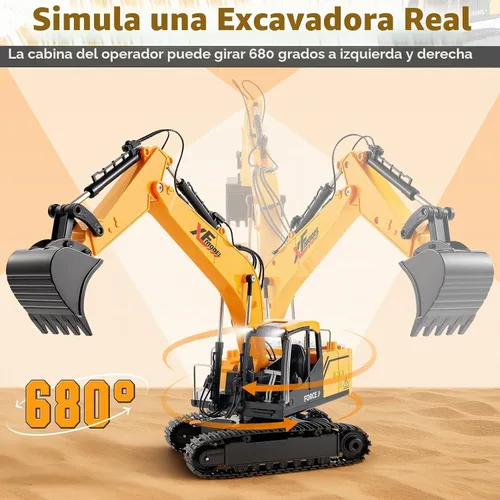 Vista 4 de V-Opitos 13CH RC Excavator Toy con pala de aleación, luces y sonidos