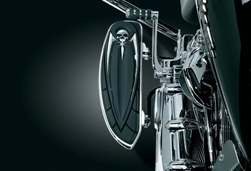 Vista 2 de Kuryakyn 4588 Componente de control del pie de la motocicleta: Soportes de reubicación para motocicletas Harley-Davidson Touring 1997-2016, cromo
