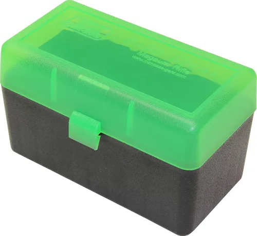 Vista 7 de MTM Caja de munición para rifle de 50 cartuchos con tapa abatible Large Mag (Azul transparente)