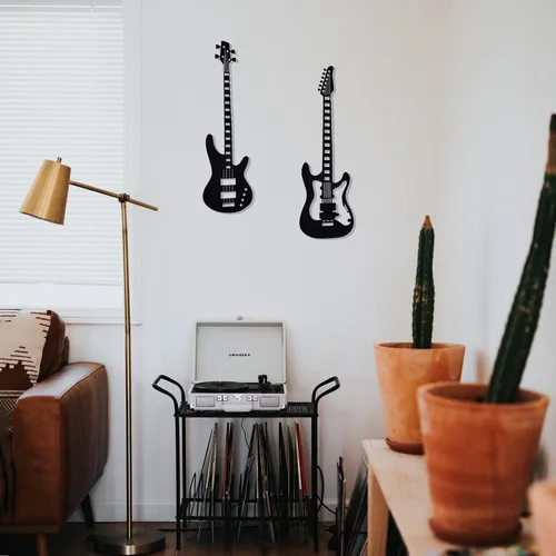 Vista 5 de wotieuns Decoración de pared de música de guitarra de metal para decoración de pared