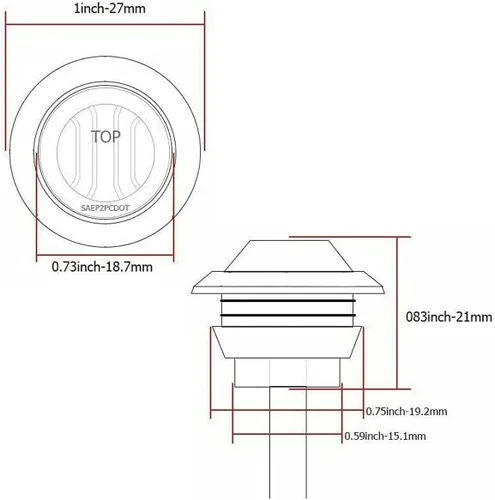 Vista 8 de juego de 10 luces LED selladas impermeables ámbar de 3/4" mini redondas, luces indicadoras delanteras, traseras y laterales, luces de gálibo