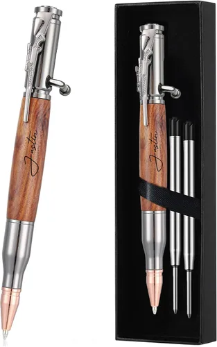 Vista 13 de Set de regalo de bolígrafo de acción de resorte personalizado Blireana, bolígrafo de bola de metal grabado gratis con 2 recambios, bolígrafo