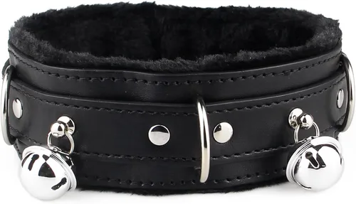Vista 2 de Collar gargantilla de cuero con campana ajustable para mujer