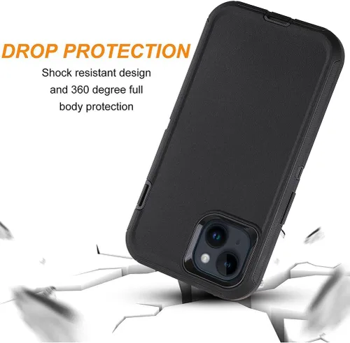 Vista 5 de Co-Goldguard Funda para iPhone 15 de 6.1 pulgadas, resistente de 3 capas, funda protectora resistente para iPhone 15 (negro)