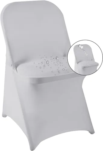 Vista 25 de magalo Paquete de 12 fundas para sillas plegables de elastano negro, impermeables, elásticas, para bodas, fiestas, banquetes de comedor y otros