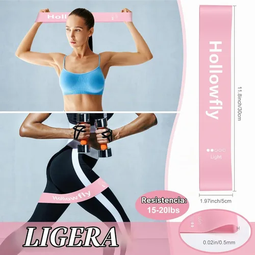 Vista 5 de Hollowfly 12 bandas de ejercicio de látex para entrenamiento de glúteos, bandas de ejercicio elásticas antideslizantes para piernas, sentadillas