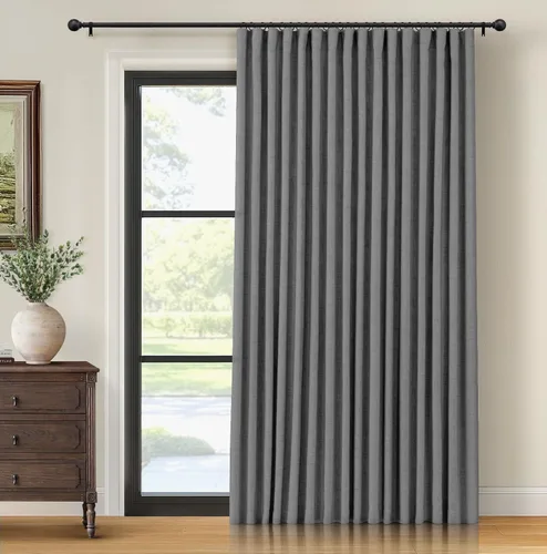 Vista 20 de INOVADAY Cortinas térmicas para puerta corredera 100% opacas para dormitorio, cortinas de puerta corrediza de vidrio extra anchas para patio, lino