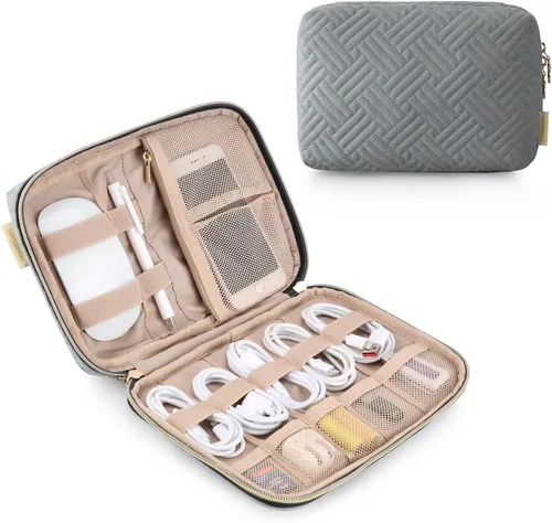 Vista 9 de BAGSMART Estuche organizador de electrónica grande de viaje, artículos esenciales de viaje, organizador de cables, bolsa organizadora de cables