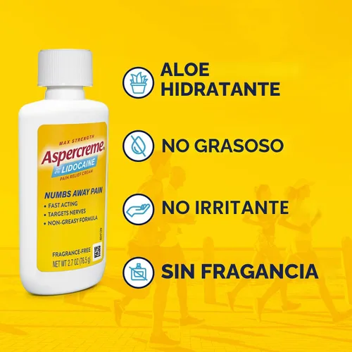 Vista 5 de Aspercreme La crema para aliviar el dolor de lidocaína alivia los nervios agravados, analgésico tópico analgésico con lidocaína máxima fuerza al 4%