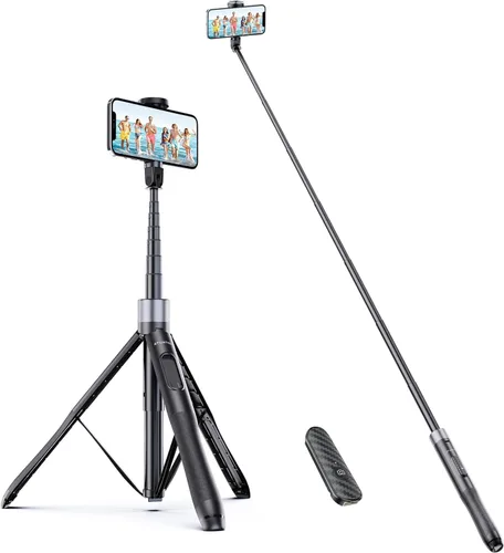 Vista 11 de ATUMTEK Trípode para selfie stick de 51 pulgadas, soporte extensible todo en uno con control remoto Bluetooth, rotación de 360° para iPhone y Negro