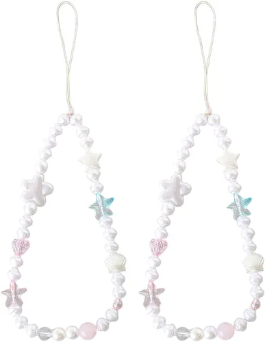 Vista 21 de Beaded Phone Charm Cute Fixed Beads Pearl Wristlet Chain Camera Wrist Strap CarKey Lanyard