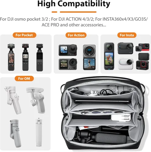 Vista 4 de Estuche de transporte para DJI Osmo Pocket 3,Bolsa de transporte para accesorios Luna Ultra Portable Large Case for Xtra Muse/Osmo 360/Mobile 8