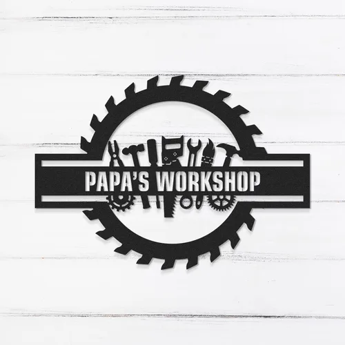 Vista 11 de Letreros de garaje personalizados, letrero de metal con nombre personalizado para taller, letreros de taller de diseño de automóviles, arte de pared
