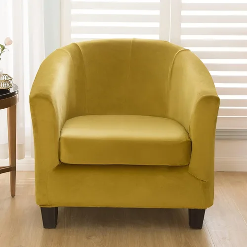 Vista 13 de ele ELEOPTION Funda de terciopelo para silla de club, 2 piezas, funda protectora de muebles con parte inferior elástica, funda de sofá súper suave 01
