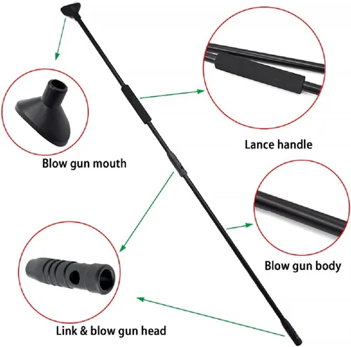 Vista 2 de Piaoyu Black Air Blow Gun Slingshot con tubo de conexión y 10 dardos de aguja de metal, pistola táctica exclusiva de velocidad adecuada para adultos